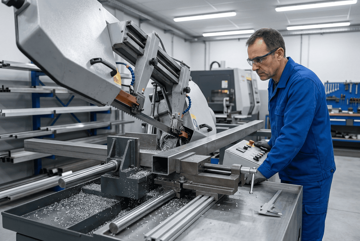 Operario supervisando un corte preciso en una máquina de corte industrial