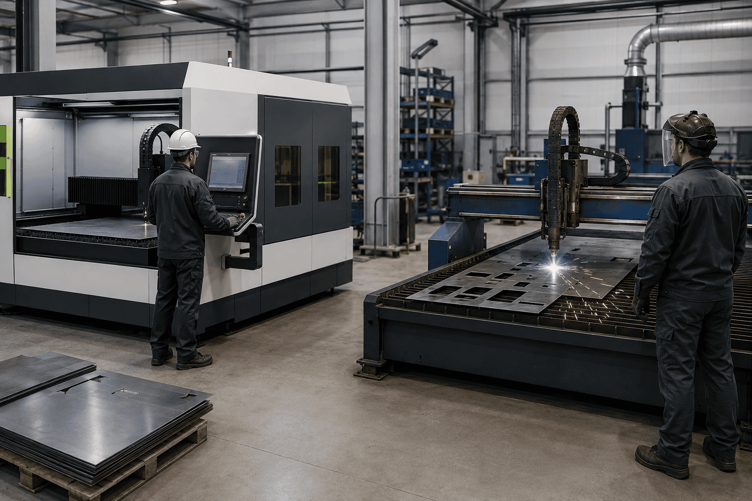 Comparación entre corte láser y plasma de chapa en un taller industrial
